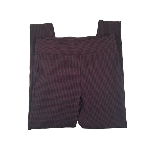 Womens Loft Red Black Checked Leggings Rayon Blend ID# 70056 Size Small Pants - Picture 6 of 8